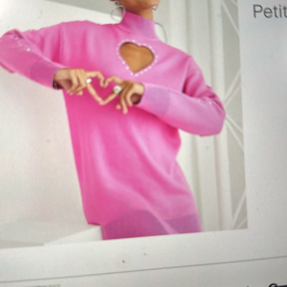 Miss selfridge petote diamante heart cut out sweater dress in pink